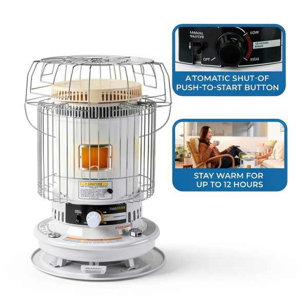 HeatMate Kerosene Heater 23,500 BTU Pedestal White Model HMC-23K-1