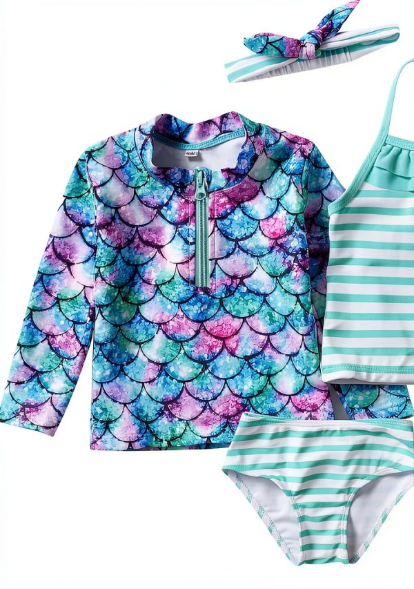 SunGuard Baby Girls 4‑Piece Swim Set with UV Protection 85% Polyester-0