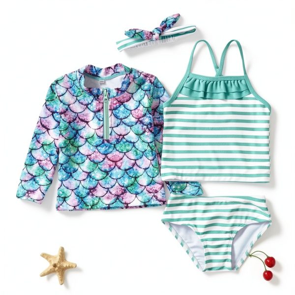 SunGuard Baby Girls 4‑Piece Swim Set with UV Protection 85% Polyester-1