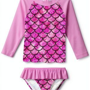 Toddler Girls Rash Guard Swimsuit Set DHTZFT028-M Breathable Set-0