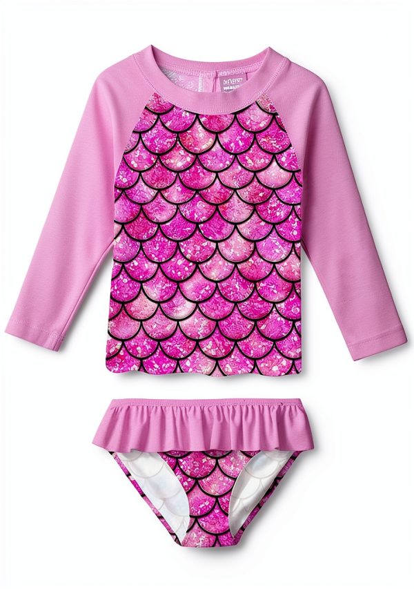 Toddler Girls Rash Guard Swimsuit Set DHTZFT028-M Breathable Set-0