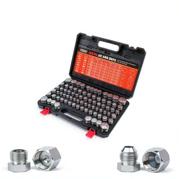 160 PC JIC and ORFS Master Industrial Hydraulic Cap and Plug Hose Tube and Pipe Fitting Kit Cap and Plug Kit Precision Threading in ORFS and 37° Dash Sizes 4 6 8 10 12 16-4