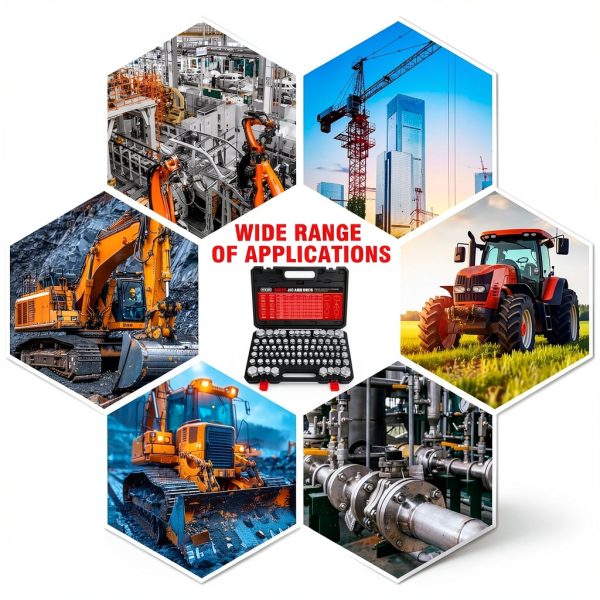 160 PC JIC and ORFS Master Industrial Hydraulic Cap and Plug Hose Tube and Pipe Fitting Kit Cap and Plug Kit Precision Threading in ORFS and 37° Dash Sizes 4 6 8 10 12 16-5