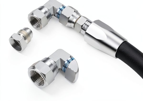 3/8'' Hydraulic Fittings 90 degree Swivel JIC ANCIMOON 5 Piece Set-3