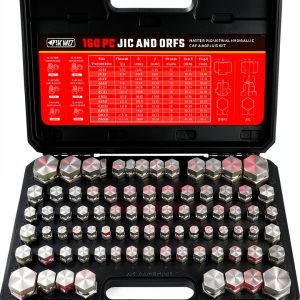 160 PC JIC and ORFS Master Industrial Hydraulic Cap and Plug Hose Tube and Pipe Fitting Kit Cap and Plug Kit Precision Threading in ORFS and 37° Dash Sizes 4 6 8 10 12 16-0