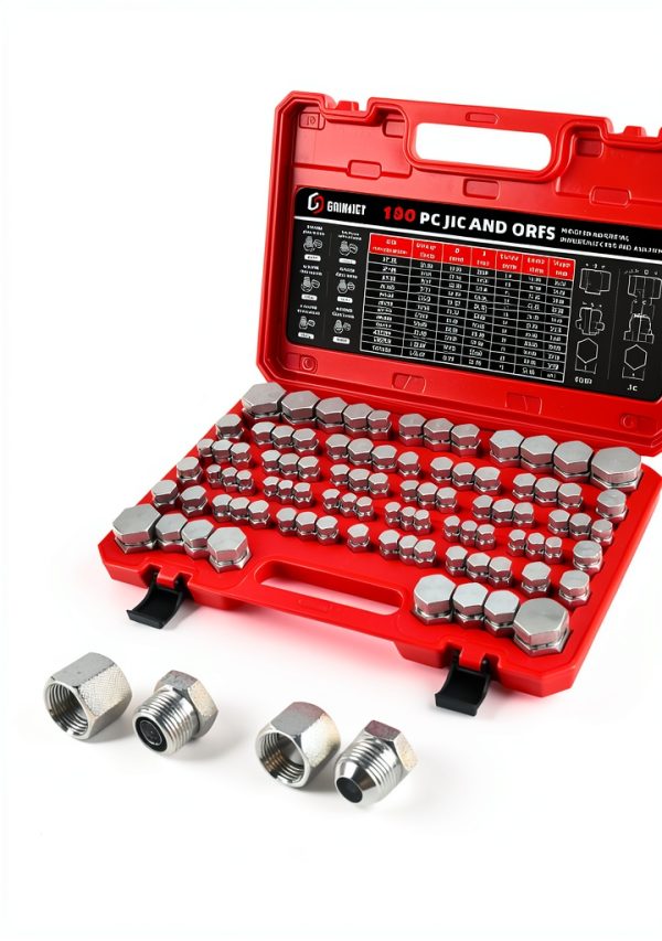 JIC ORFS Hydraulic Cap Plug Kit 180pcs Gomjet Carbon Steel Zinc-3