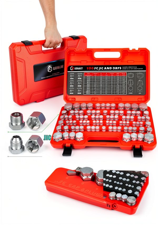 JIC ORFS Hydraulic Cap Plug Kit 180pcs Gomjet Carbon Steel Zinc-6