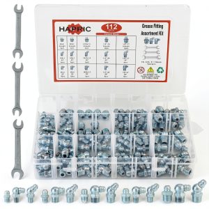 Grease Zerk Fittings Kit Hapric 112pcs Assortment 45°/90° Wrench-0