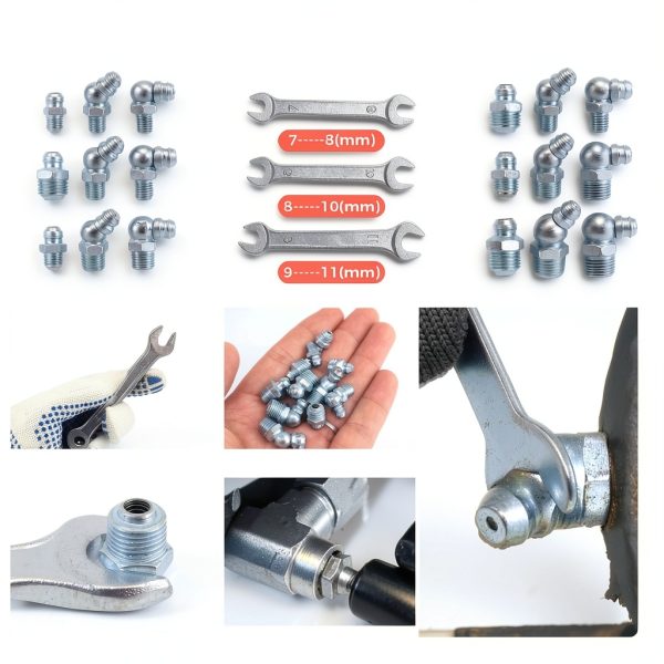 Grease Zerk Fittings Kit Hapric 112pcs Assortment 45°/90° Wrench-3